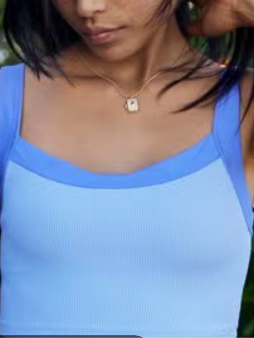 aerie Light Blue Ribbed Square-Neck Bikini Top